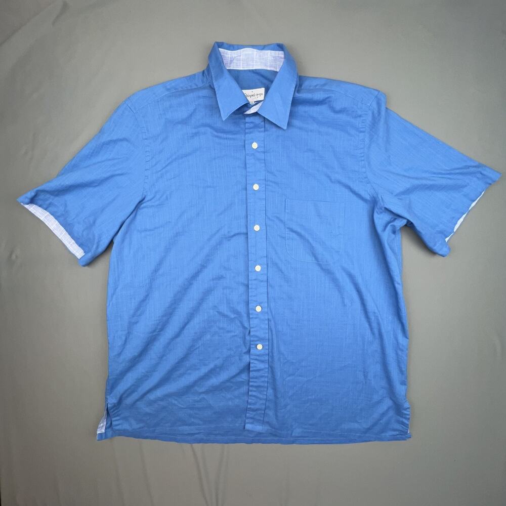 Relaxed Blue Linen-Blend Button Up